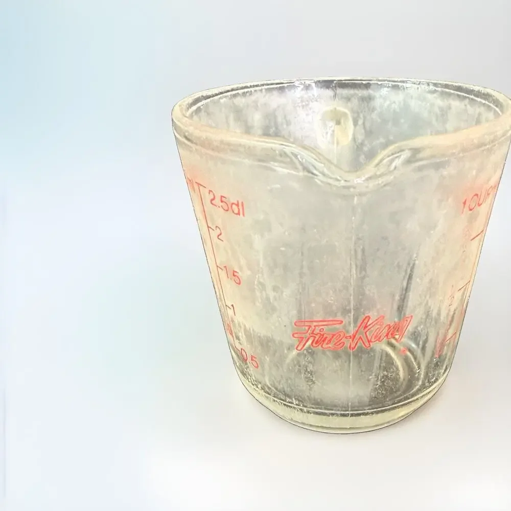 Fire-King 496 Glass Measuring Cup 1 Cup 8 Oz Red Lettering Anchor Hocking Vtg